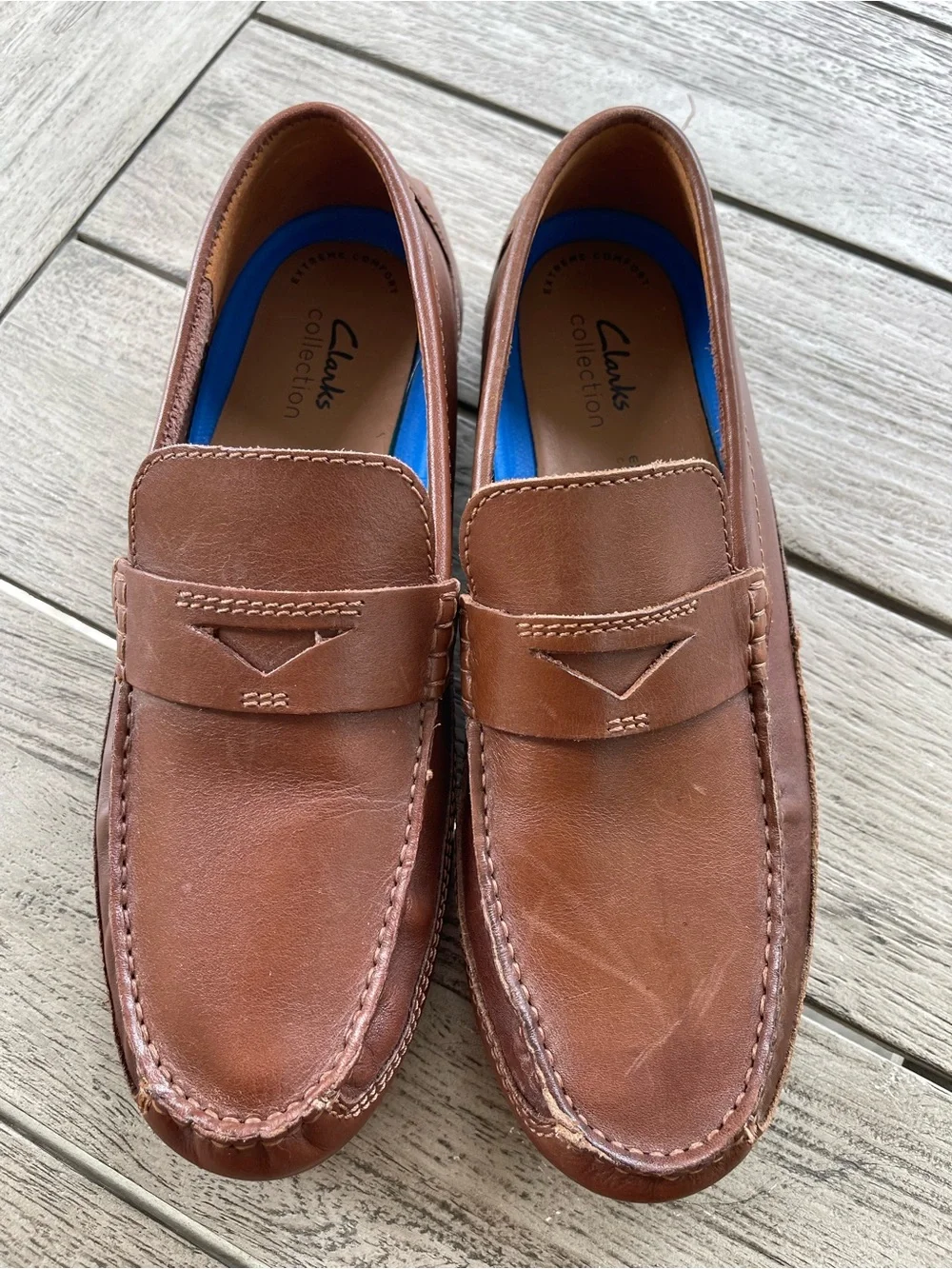 Clarks Men's Markman Way Extreme Comfort Brown Leather Driving Loafers Size 10